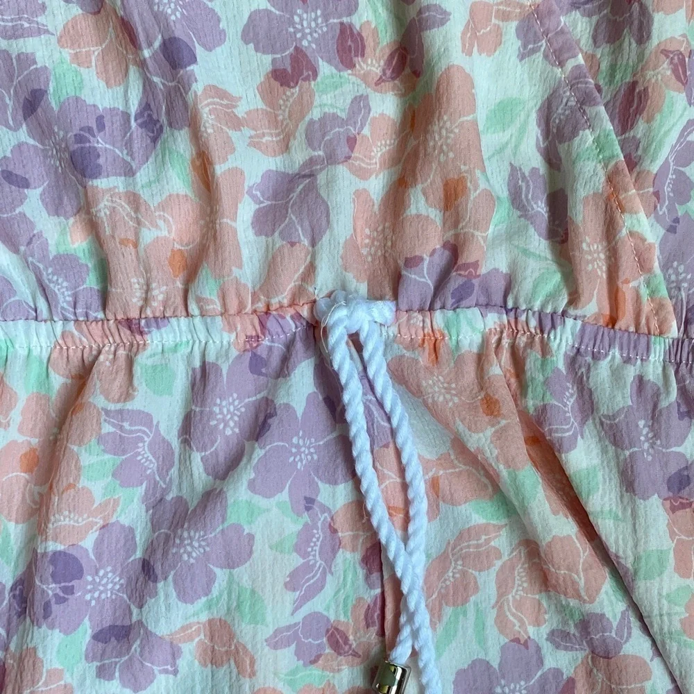 Pastel Floral Kids Romper with Tassel Trim